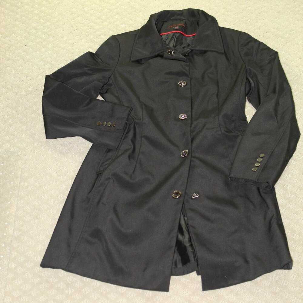 Anne Klein Women's PXS Black Nylon Metal Twist Button Coat